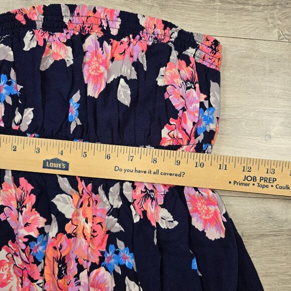 Old Navy Bandeau Dress Sz S/P Navy Blue Floral Maxi Flowy Boho Summer Maternity - Picture 5 of 9